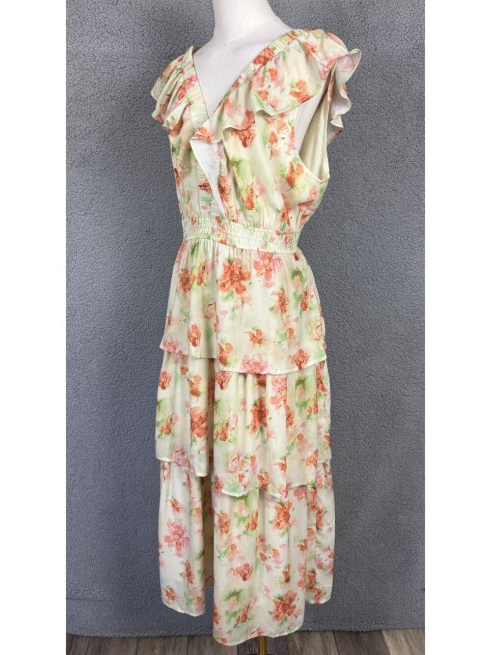 Grace Karin Women's Summer Floral Ruffle Tiered Midi Dress Multi  Size XL NWT's. - Picture 4 of 8